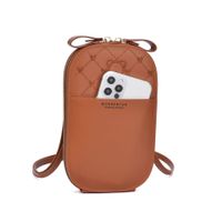 Women's Pu Leather Stripe Bear Cute Oval Zipper Crossbody Bag main image 2