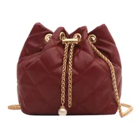 Women's Pu Leather Argyle Classic Style String Crossbody Bag sku image 3