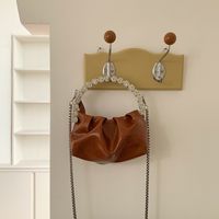 Women's Solid Color Classic Style Rhinestone Zipper Handbag main image 7