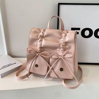 Women's Medium Pu Leather Solid Color Bow Knot Streetwear Flip Cover Square Bag main image 4