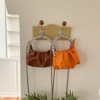 Women's Solid Color Classic Style Rhinestone Zipper Handbag main image 4