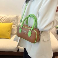 Women's Pu Leather Color Block Streetwear Sewing Thread Zipper Crossbody Bag sku image 3