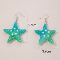 1 Pair Hawaiian Beach Starfish Inlay Alloy Artificial Pearls Resin Drop Earrings main image 2