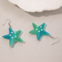1 Pair Hawaiian Beach Starfish Inlay Alloy Artificial Pearls Resin Drop Earrings main image 6