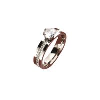 Simple Style Solid Color Titanium Steel Inlay Zircon Rings main image 2