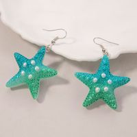 1 Pair Hawaiian Beach Starfish Inlay Alloy Artificial Pearls Resin Drop Earrings main image 3