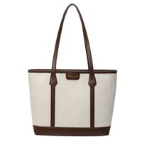 Women's Pu Leather Color Block Classic Style Zipper Tote Bag sku image 2