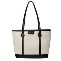 Women's Pu Leather Color Block Classic Style Zipper Tote Bag sku image 3