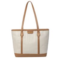 Women's Pu Leather Color Block Classic Style Zipper Tote Bag sku image 1