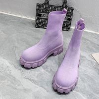 Women's Casual Solid Color Round Toe Sock Boots main image 2