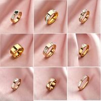 Simple Style Solid Color Titanium Steel Inlay Zircon Rings main image 1