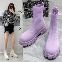 Women's Casual Solid Color Round Toe Sock Boots main image 1