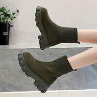 Women's Casual Solid Color Round Toe Sock Boots main image 4