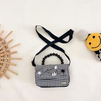 Girl's Pu Leather Houndstooth Cartoon Cute Square Magnetic Buckle Handbag sku image 3