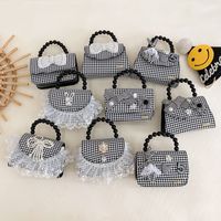 Girl's Pu Leather Houndstooth Cartoon Cute Square Magnetic Buckle Handbag main image 5