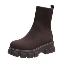 Women's Casual Solid Color Round Toe Sock Boots main image 3