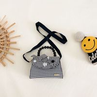 Girl's Pu Leather Houndstooth Cartoon Cute Square Magnetic Buckle Handbag sku image 6