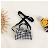 Girl's Pu Leather Houndstooth Cartoon Cute Square Magnetic Buckle Handbag main image 3