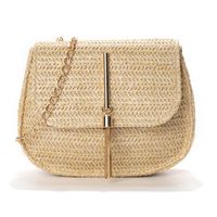 Women's Small Straw Solid Color Vacation Weave Shell Magnetic Buckle Lock Clasp Straw Bag main image 5