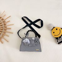 Girl's Pu Leather Houndstooth Cartoon Cute Square Magnetic Buckle Handbag sku image 5