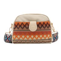 Women's Canvas Color Block Argyle Vacation Ethnic Style Square Zipper Shoulder Bag Crossbody Bag sku image 3