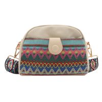 Women's Canvas Color Block Argyle Vacation Ethnic Style Square Zipper Shoulder Bag Crossbody Bag sku image 2