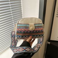 Women's Canvas Color Block Argyle Vacation Ethnic Style Square Zipper Shoulder Bag Crossbody Bag main image 3