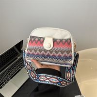 Mujeres Lienzo Bloque De Color Argyle Vacaciones Estilo Étnico Cuadrado Cremallera Bolsas De Hombro Bolso Bandolera main image 2