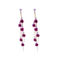 Purple Diamond Rose Long Earrings main image 6