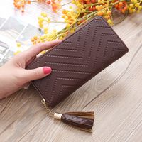 Korean Single Pull Tassel Plaid Bag sku image 5