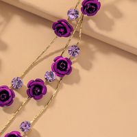 Purple Diamond Rose Long Earrings main image 5