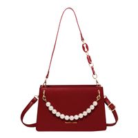 Women's Small Pu Leather Solid Color Elegant Pearls Zipper Shoulder Bag main image 4