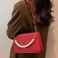 Women's Small Pu Leather Solid Color Elegant Pearls Zipper Shoulder Bag main image 5