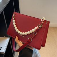 Women's Small Pu Leather Solid Color Elegant Pearls Zipper Shoulder Bag main image 3