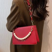 Women's Small Pu Leather Solid Color Elegant Pearls Zipper Shoulder Bag main image 2