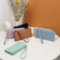 Women's Pu Leather Solid Color Simple Style Square Zipper Long Wallets main image 1