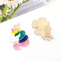 1 Piece Simple Style Moon Unicorn Crown Metal Enamel Inlay Pendant Jewelry Accessories sku image 38