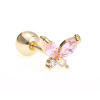 1 Piece Ear Cartilage Rings & Studs Simple Style Leaf Brass Gem sku image 5