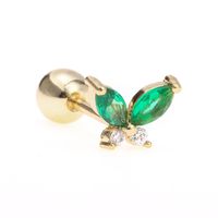 1 Piece Ear Cartilage Rings & Studs Simple Style Leaf Brass Gem sku image 3