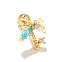 1 Piece Ear Cartilage Rings & Studs Simple Style Leaf Brass Gem sku image 9