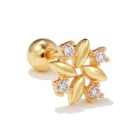 Fashion Star Brass Inlay Zircon Ear Studs 1 Piece sku image 9