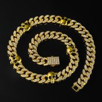 Hip-Hop Punk Skull Alloy Rhinestones Men's Bracelets Necklace sku image 3