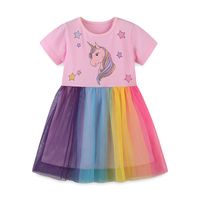 Cute Cartoon Unicorn Cotton Polyester Girls Dresses sku image 5