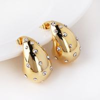 1 Pair Vintage Style Water Droplets Plating Inlay Brass Artificial Gemstones Crystal 18k Gold Plated White Gold Plated Ear Studs sku image 4