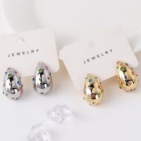 1 Pair Vintage Style Water Droplets Plating Inlay Brass Artificial Gemstones Crystal 18k Gold Plated White Gold Plated Ear Studs main image 5
