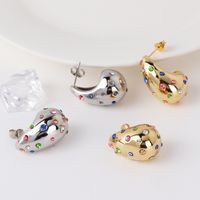 1 Pair Vintage Style Water Droplets Plating Inlay Brass Artificial Gemstones Crystal 18k Gold Plated White Gold Plated Ear Studs main image 4