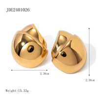 1 Pair IG Style Simple Style Filbert Solid Color 304 Stainless Steel 18K Gold Plated Ear Studs sku image 2