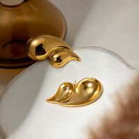 1 Pair IG Style Simple Style Water Droplets 304 Stainless Steel 18K Gold Plated Ear Studs main image 3
