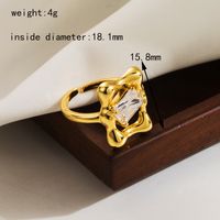 Wholesale Casual Simple Style Heart Shape Rectangle Copper Inlay 18K Gold Plated Zircon Open Rings sku image 1