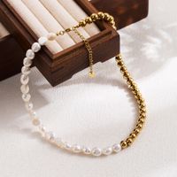 Ig Style Simple Style Geometric Stainless Steel Freshwater Pearl Plating 18k Gold Plated Necklace main image 2